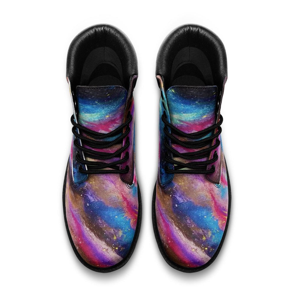 Explosive Nebula Black Leather Boots