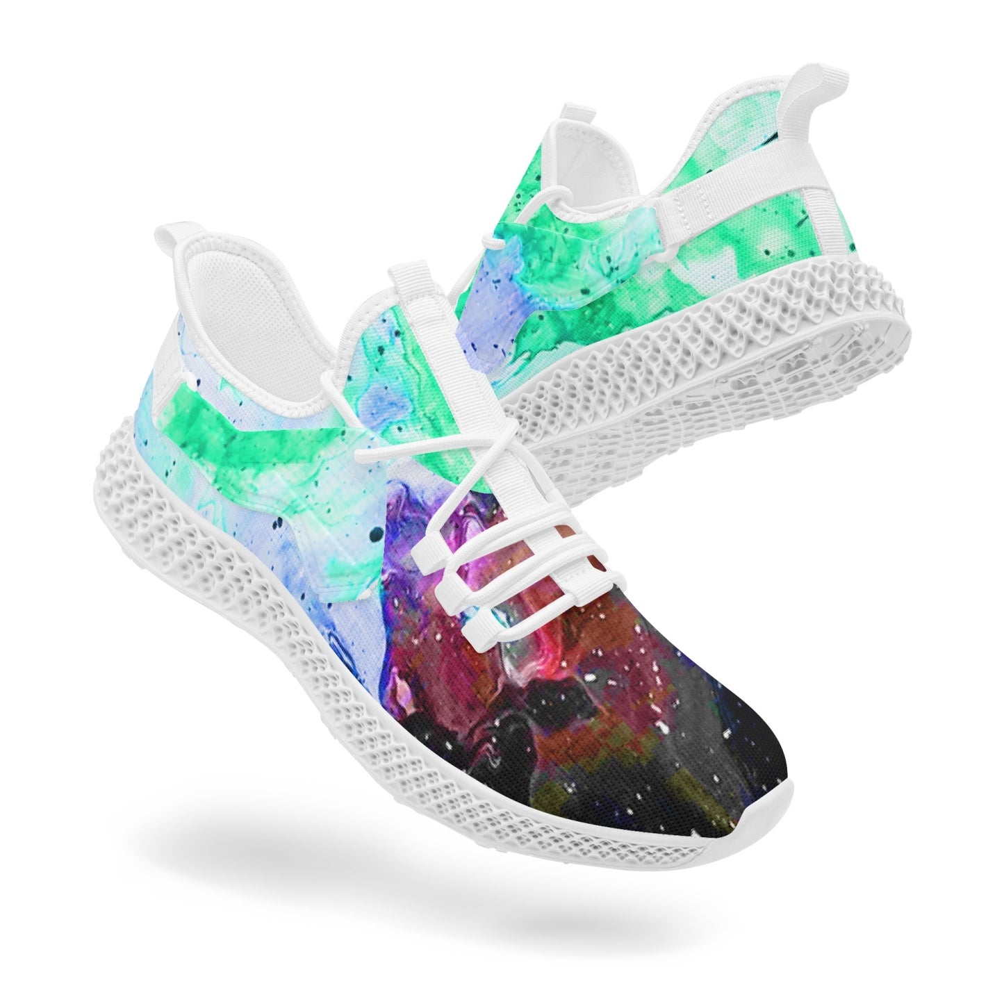 Galactic Fire Teal Mesh Knit Sneakers