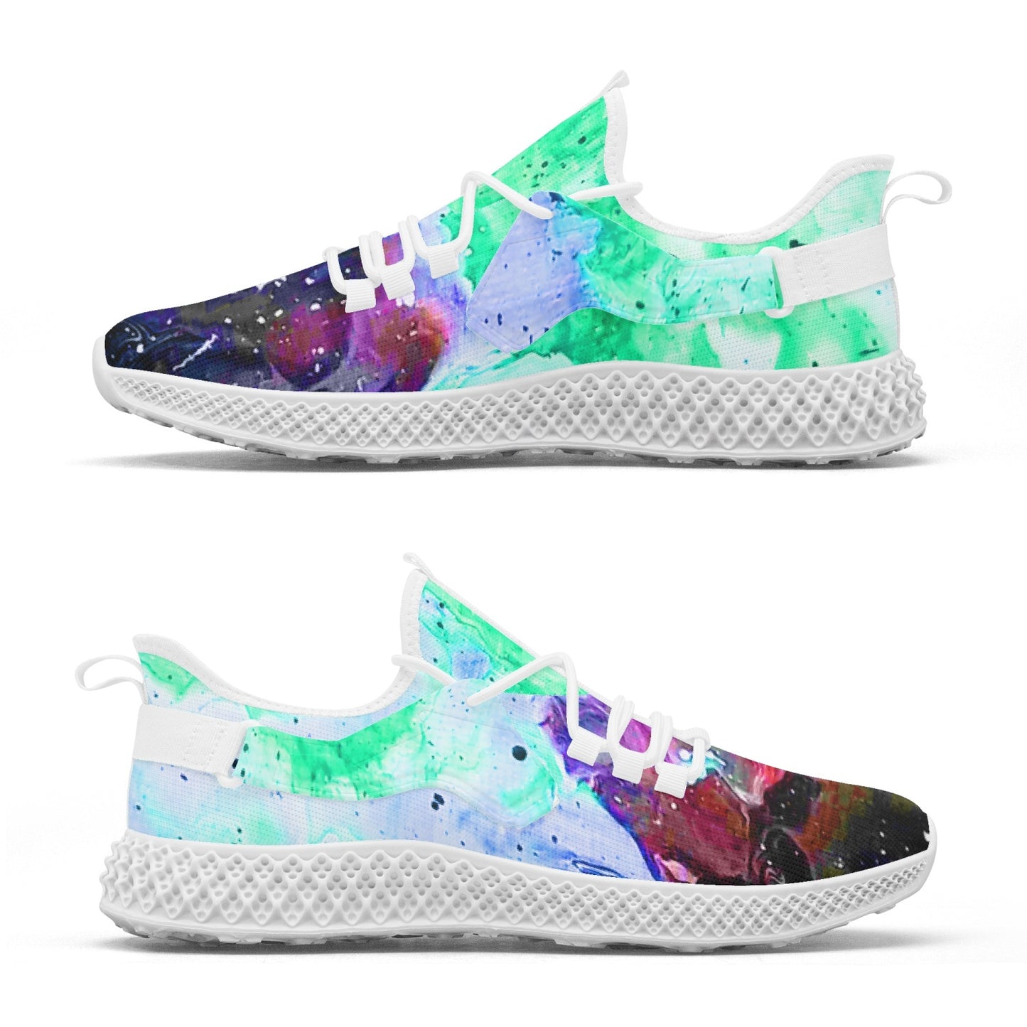 Galactic Fire Teal Mesh Knit Sneakers