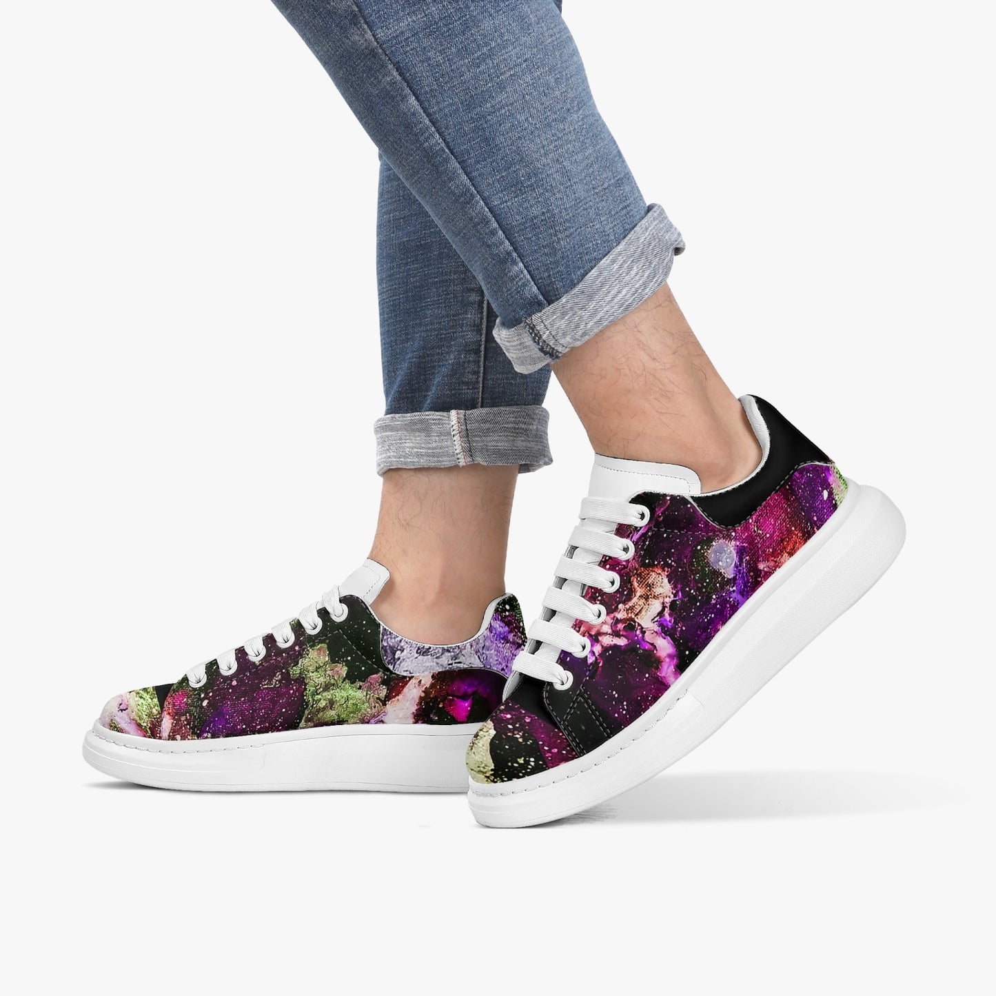 Red Galaxy Low-Top Leather Sneakers