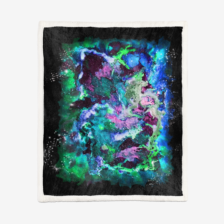 Galaxy: Blue/Green Double-Sided Super Soft Plush Blanket
