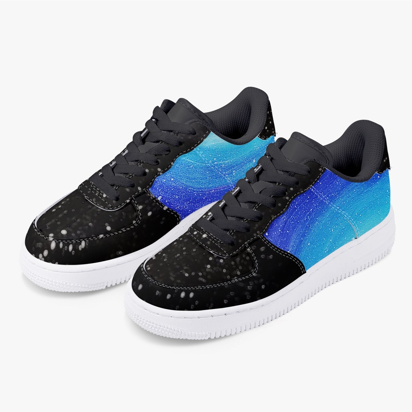 Moonshine and Magic Black Low-Top Leather Sports Sneakers