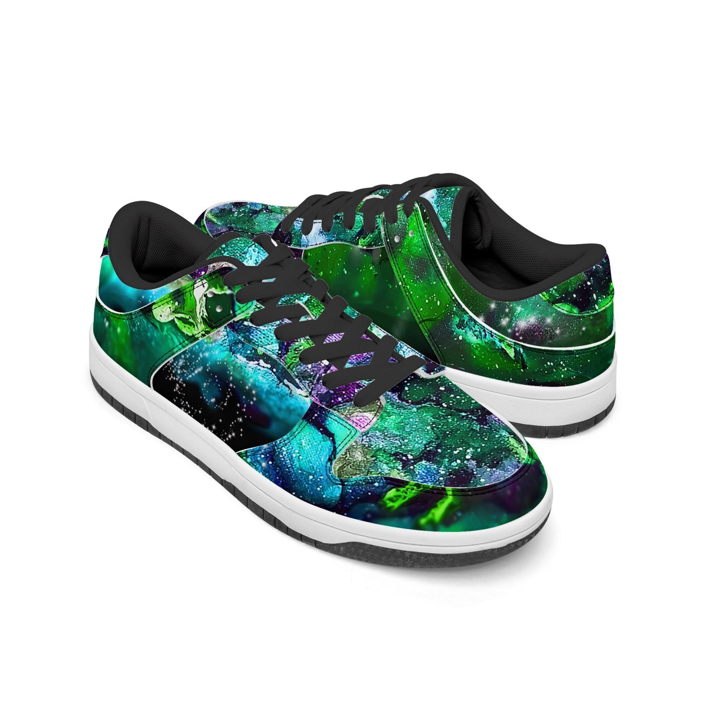 Galaxy: Green Low-Top Leather Sneakers
