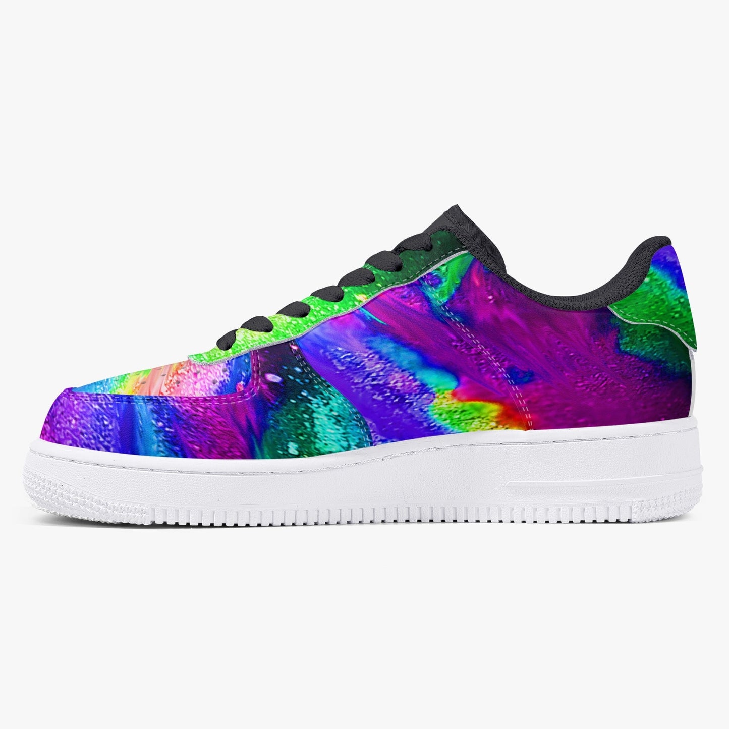 Explosive Nebula Green Black Low-Top Leather Sports Sneakers