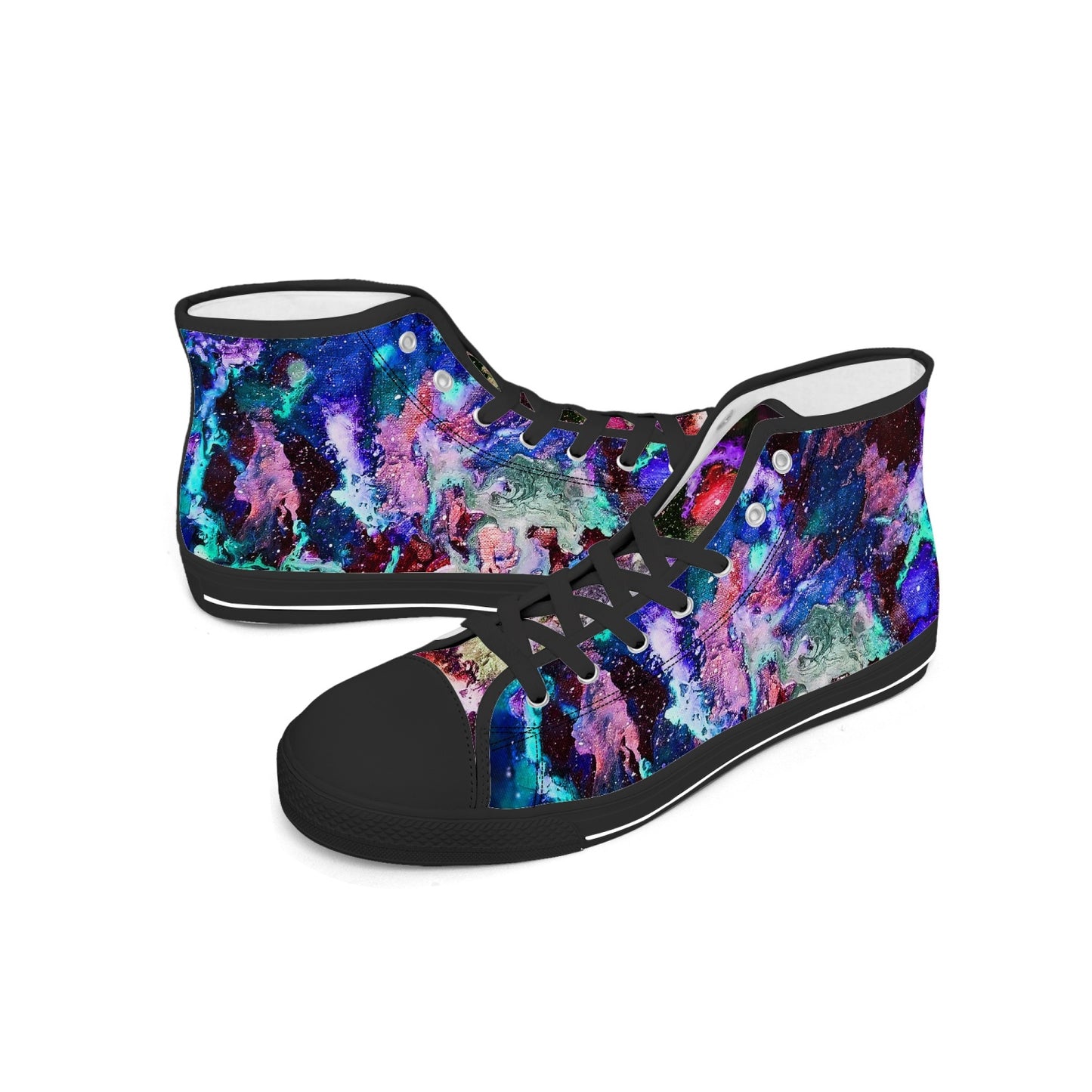 Galaxy: Blue & Purple High-top Canvas Shoes