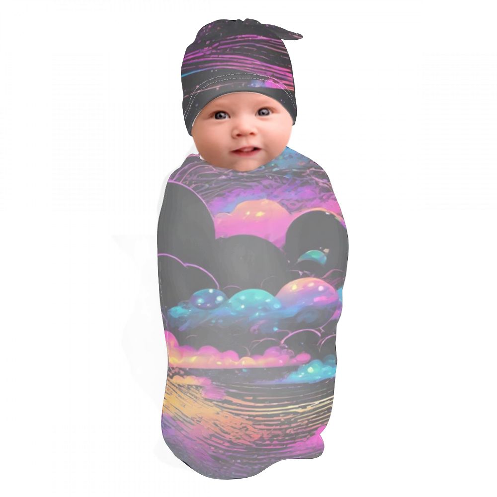 Psychedelic Space Newborn Swaddle Bag/Beanie Hat