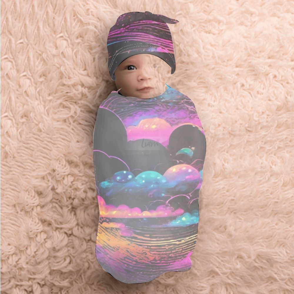 Psychedelic Space Newborn Swaddle Bag/Beanie Hat