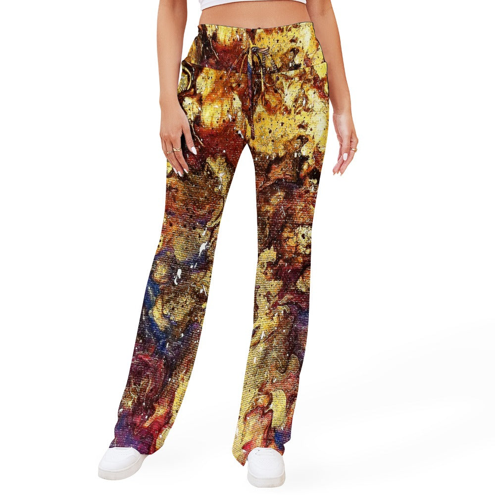 Golden Galaxy Straight Lace-Up Yoga Pants