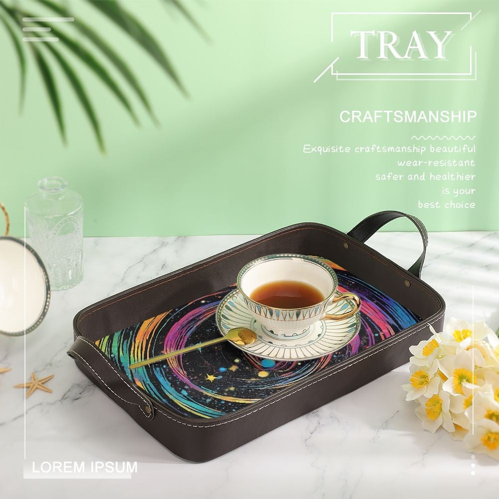 Psychedelic Space PU Leather Tray