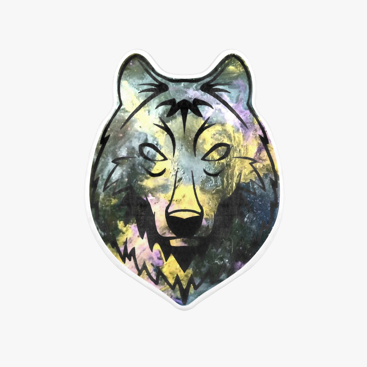 Golden Galaxy Wolf Head Rug