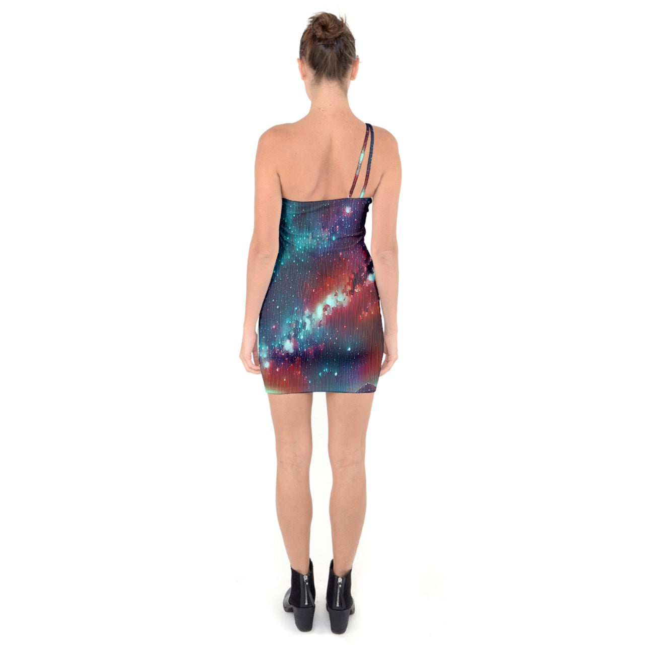 Starry Sky One Shoulder Ring Trim Bodycon Dress