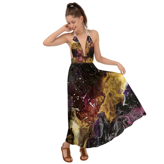 Galactic Clouds Backless Maxi Beach Dress