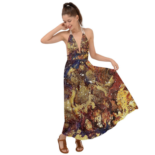 Heaven Meets Universe Backless Maxi Beach Dress