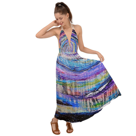 Galactic Whirlpool Backless Maxi Beach Dress