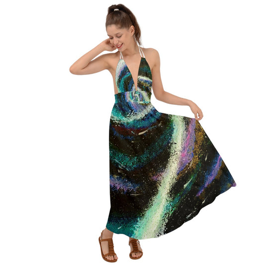 Galactic Sea Backless Maxi Beach Dress