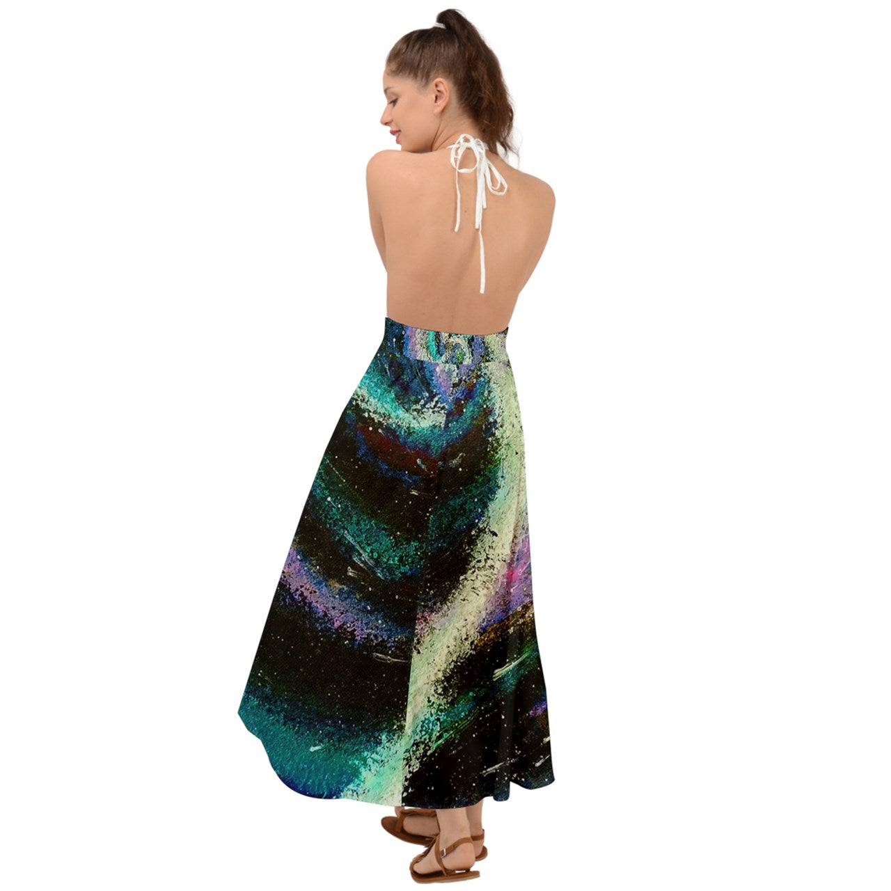 Galactic Sea Backless Maxi Beach Dress