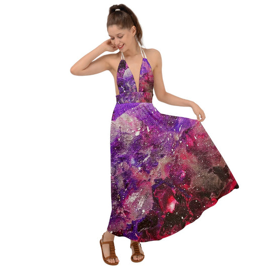 Galactic Love Backless Maxi Beach Dress