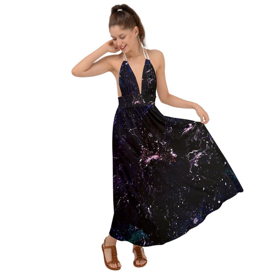 Galactic Darkness Backless Maxi Beach Dress