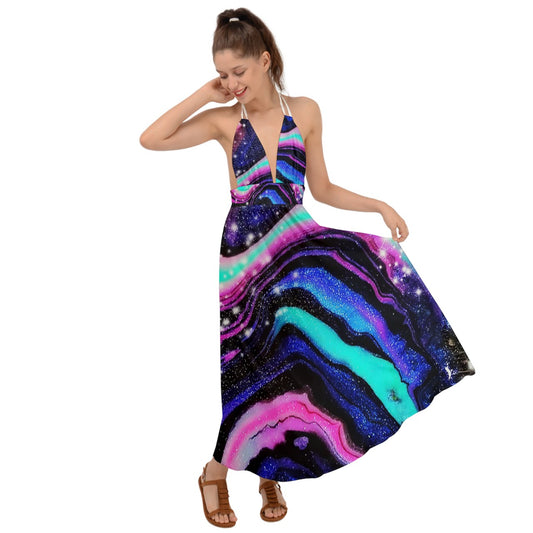 Galactic Beauty Backless Maxi Beach Dress