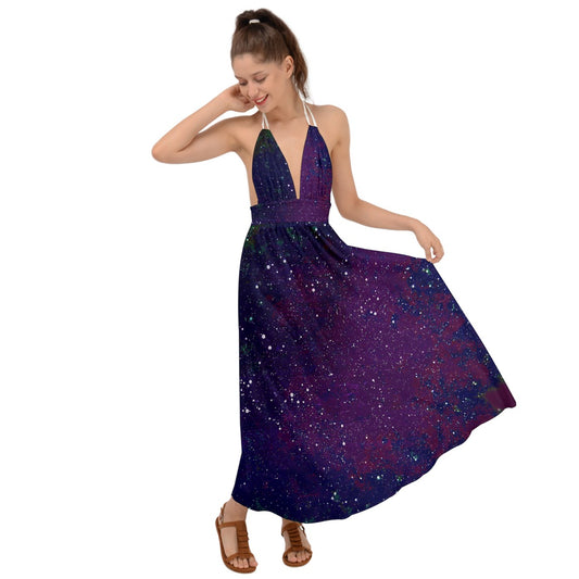 Galactic Atmoshpere Backless Maxi Beach Dress