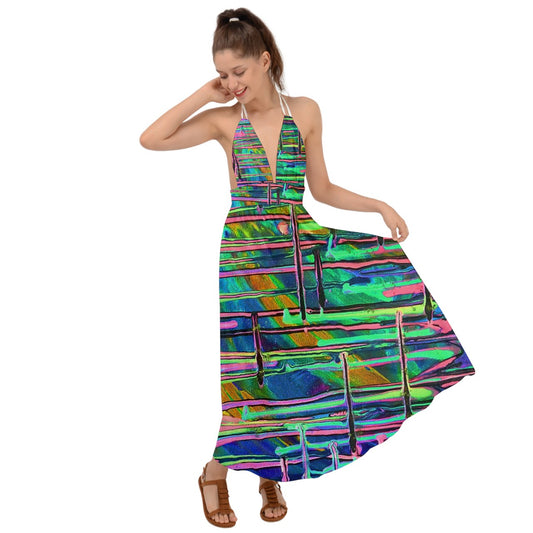 Drip Backless Maxi Beach Dress