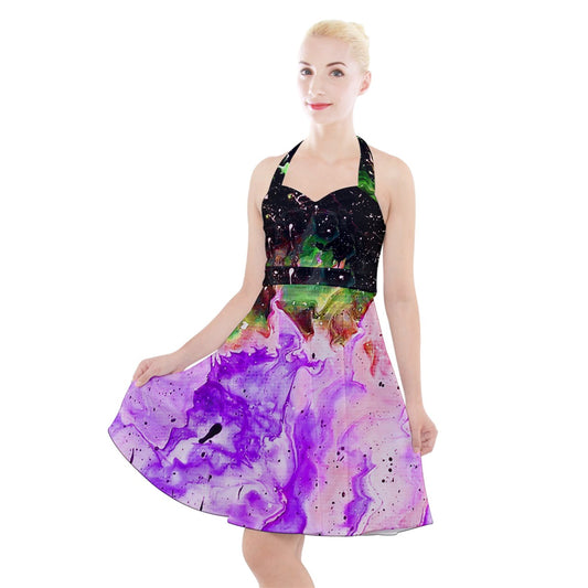 Galactic Fire Halter Party Swing Dress