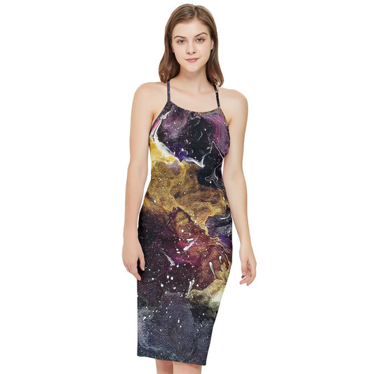 Galactic Clouds Bodycon Cross Back Summer Dress