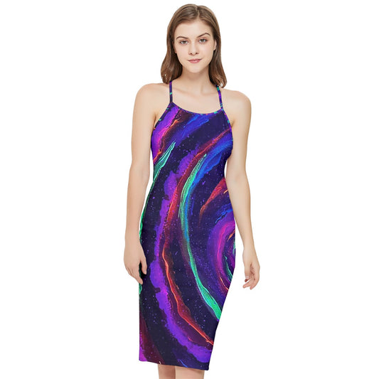 Galactic Rabbit Hole Bodycon Cross Back Summer Dress