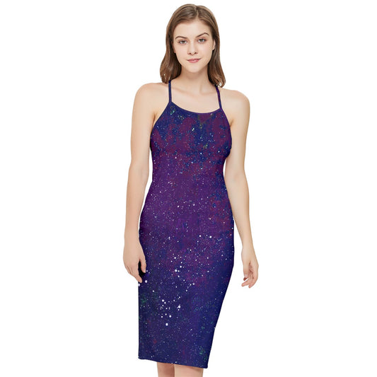 Galactic Atmoshpere Bodycon Cross Back Summer Dress