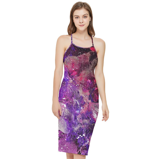 Galactic Love Bodycon Cross Back Summer Dress