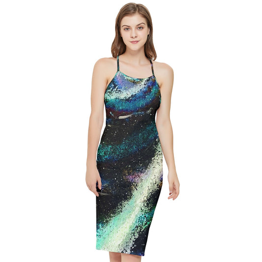 Galactic Sea Bodycon Cross Back Summer Dress