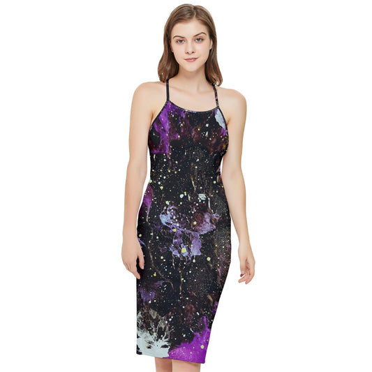 Galactic Storm Bodycon Cross Back Summer Dress