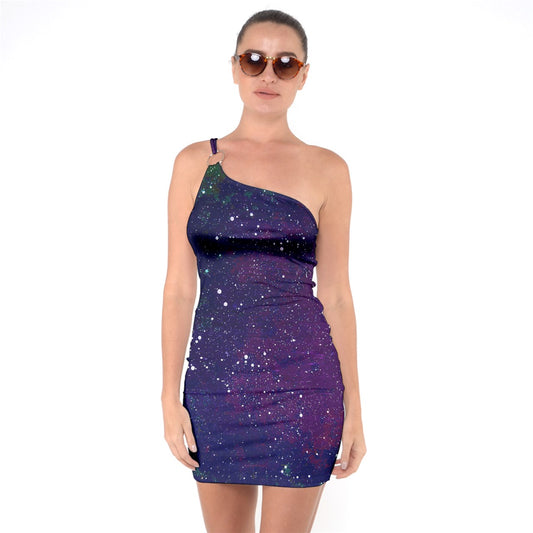 Galactic Atmoshpere One Shoulder Ring Trim Bodycon Dress