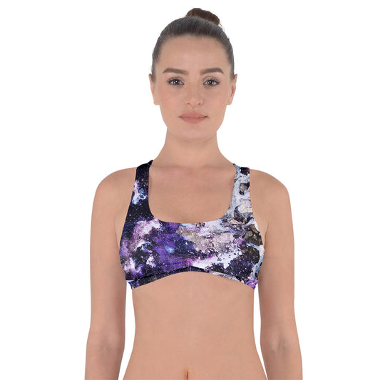 Purple/Blue Galaxy Got No Strings Sports Bra