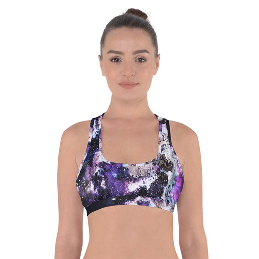 Purple/Blue Galaxy Cross Back Sports Bra