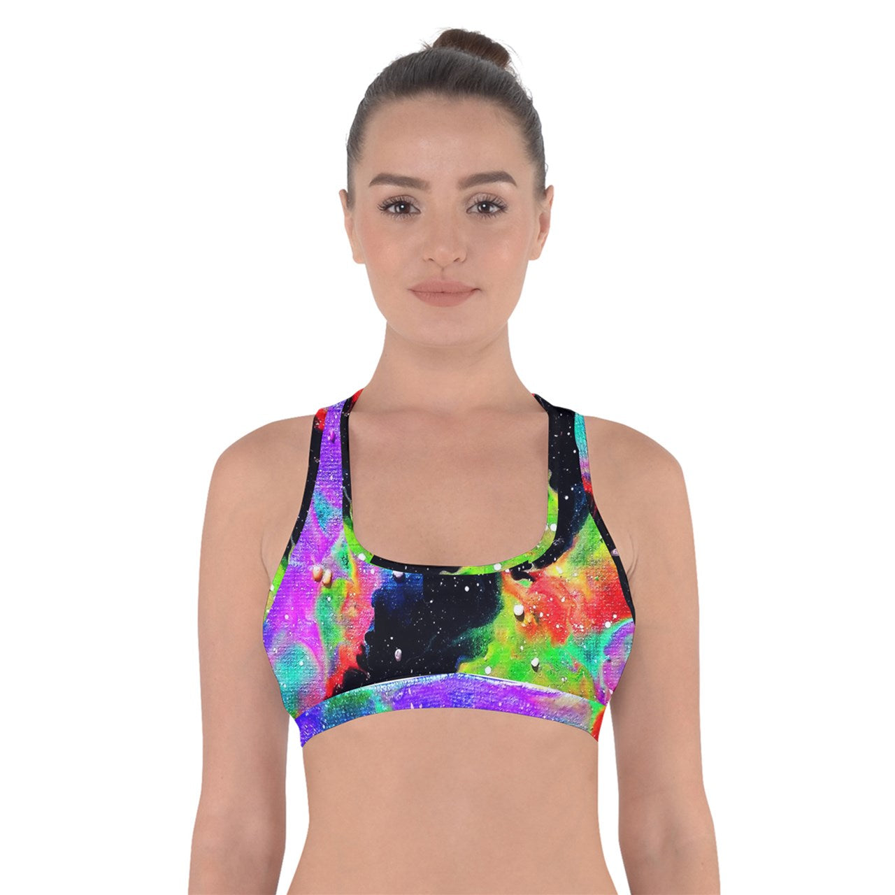 Galactic Rainbow Cross Back Sports Bra