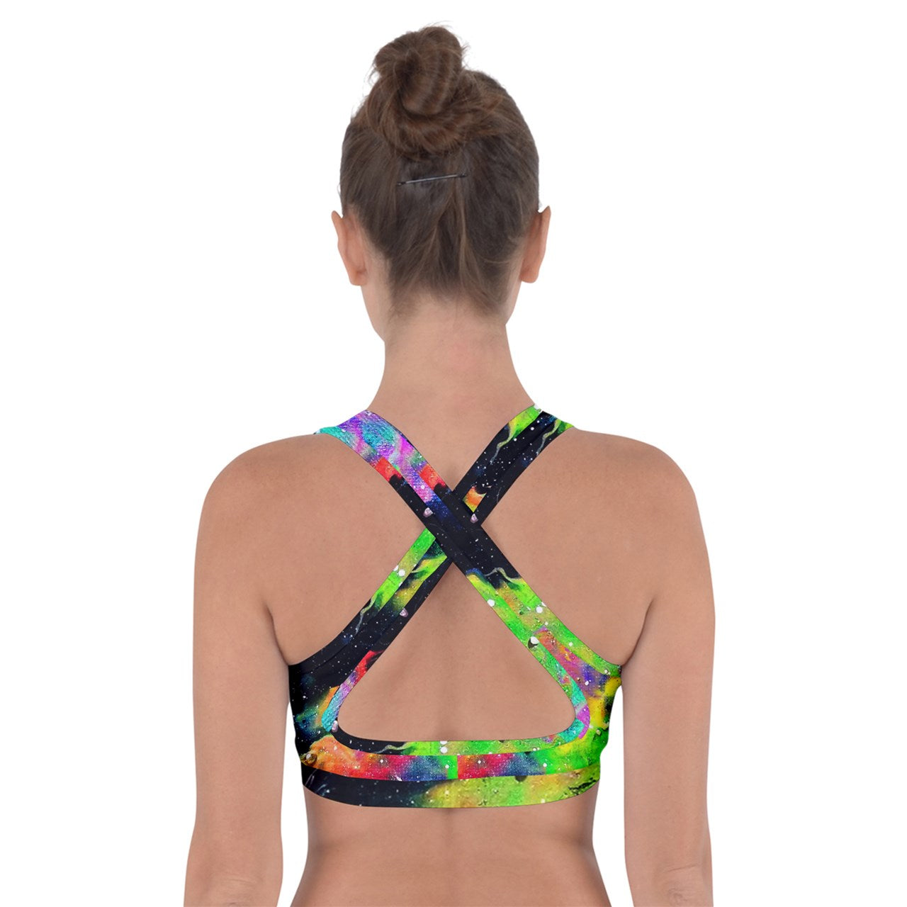 Galactic Rainbow Cross Back Sports Bra