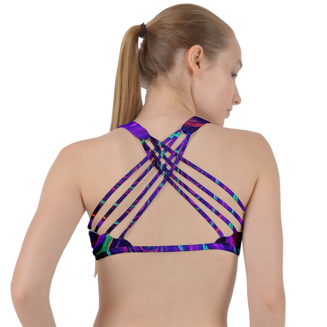 Galactic Rabbit Hole Criss Cross Racerback Sports Bra