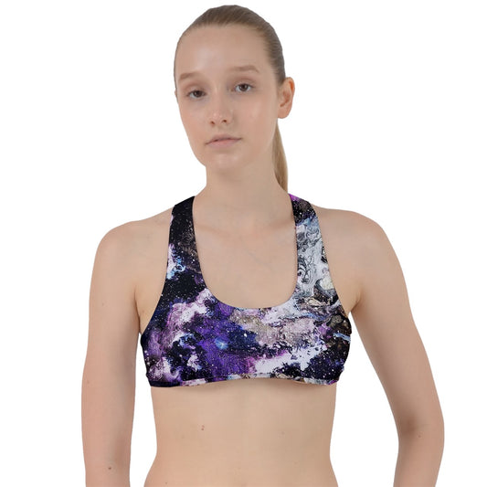 Purple/Blue Galaxy Criss Cross Racerback Sports Bra