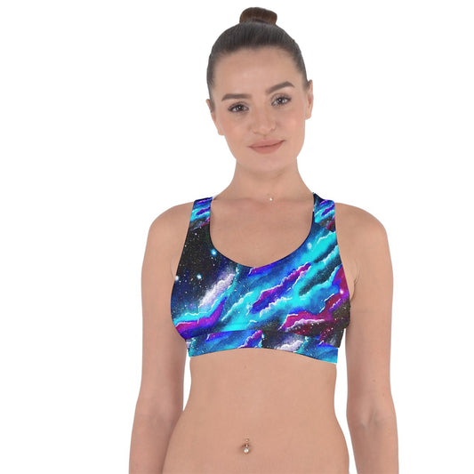 Blue Rip Cross String Back Sports Bra