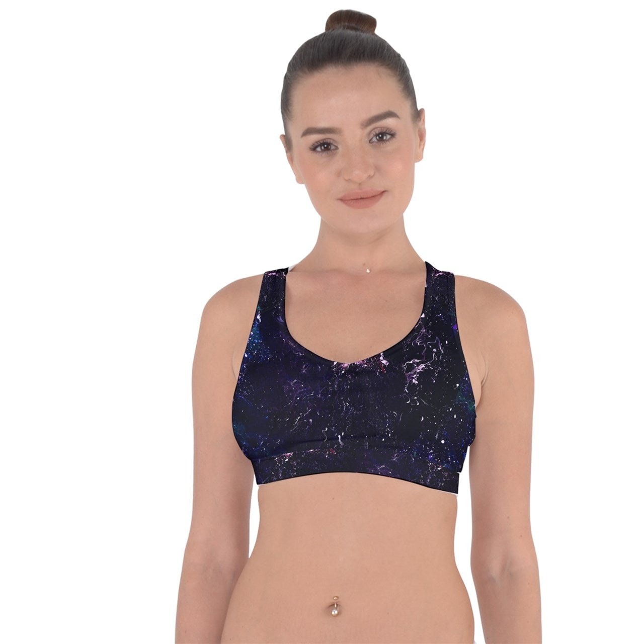 Galactic Darkness Cross String Back Sports Bra