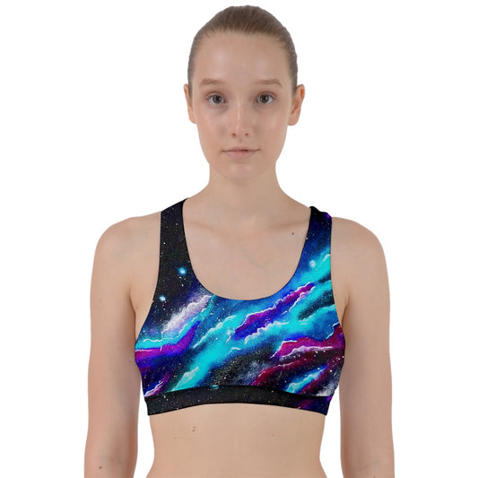 Blue Rip Back Weave Sports Bra