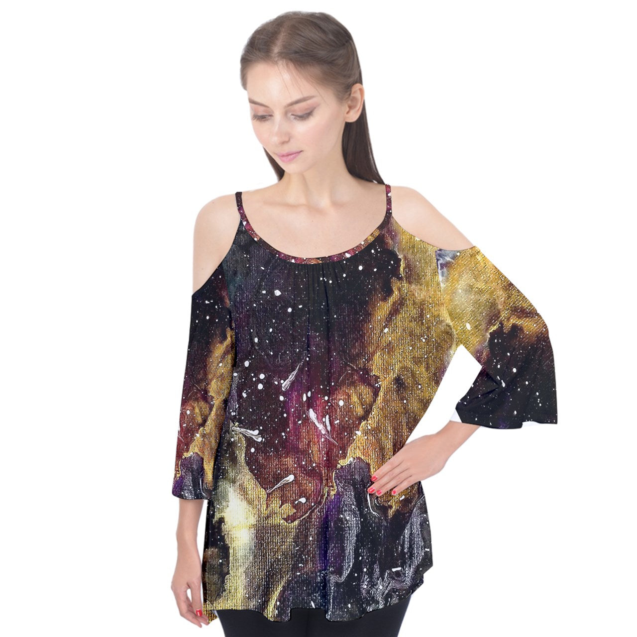 Galactic Clouds Flutter Sleeve T-Shirt