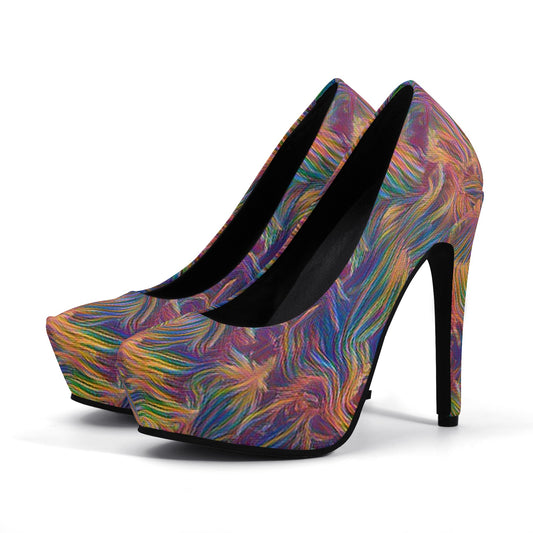 Colorful Whispers Women Platform Pumps 5 Inch High Heels
