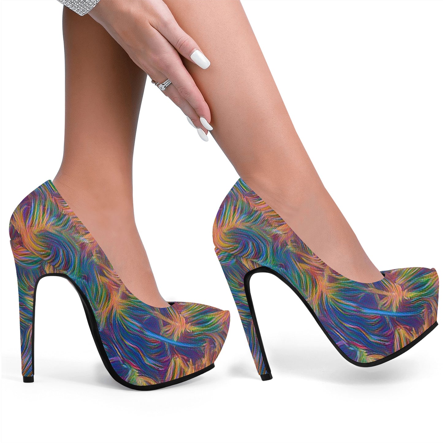 Colorful Whispers Women Platform Pumps 5 Inch High Heels