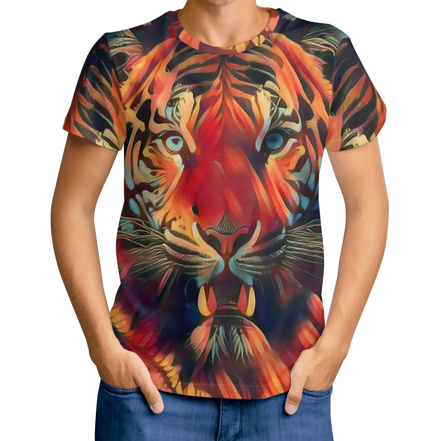 Tiger on Fire Mens T-shirt