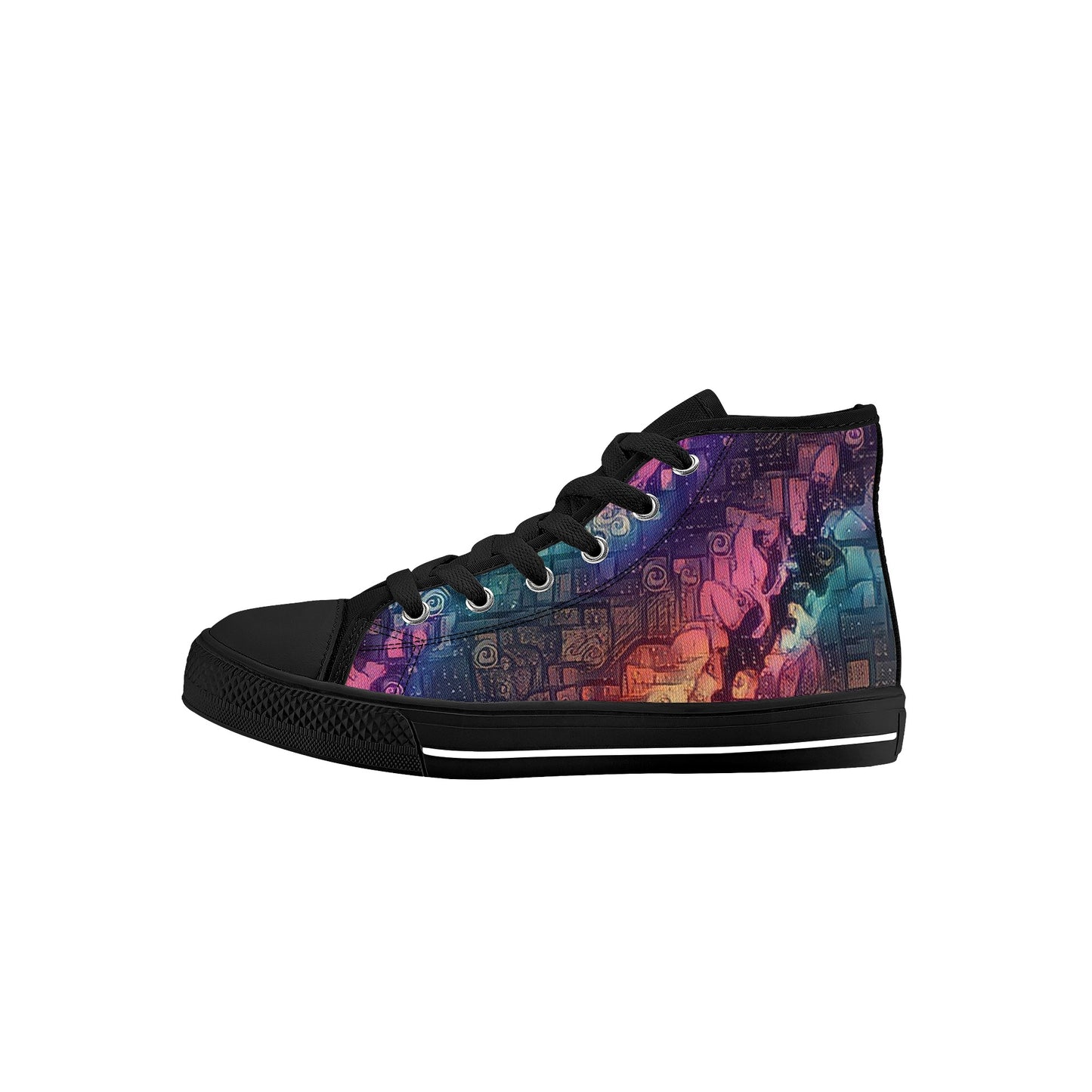 Starry Night Kids High Top Canvas Shoes