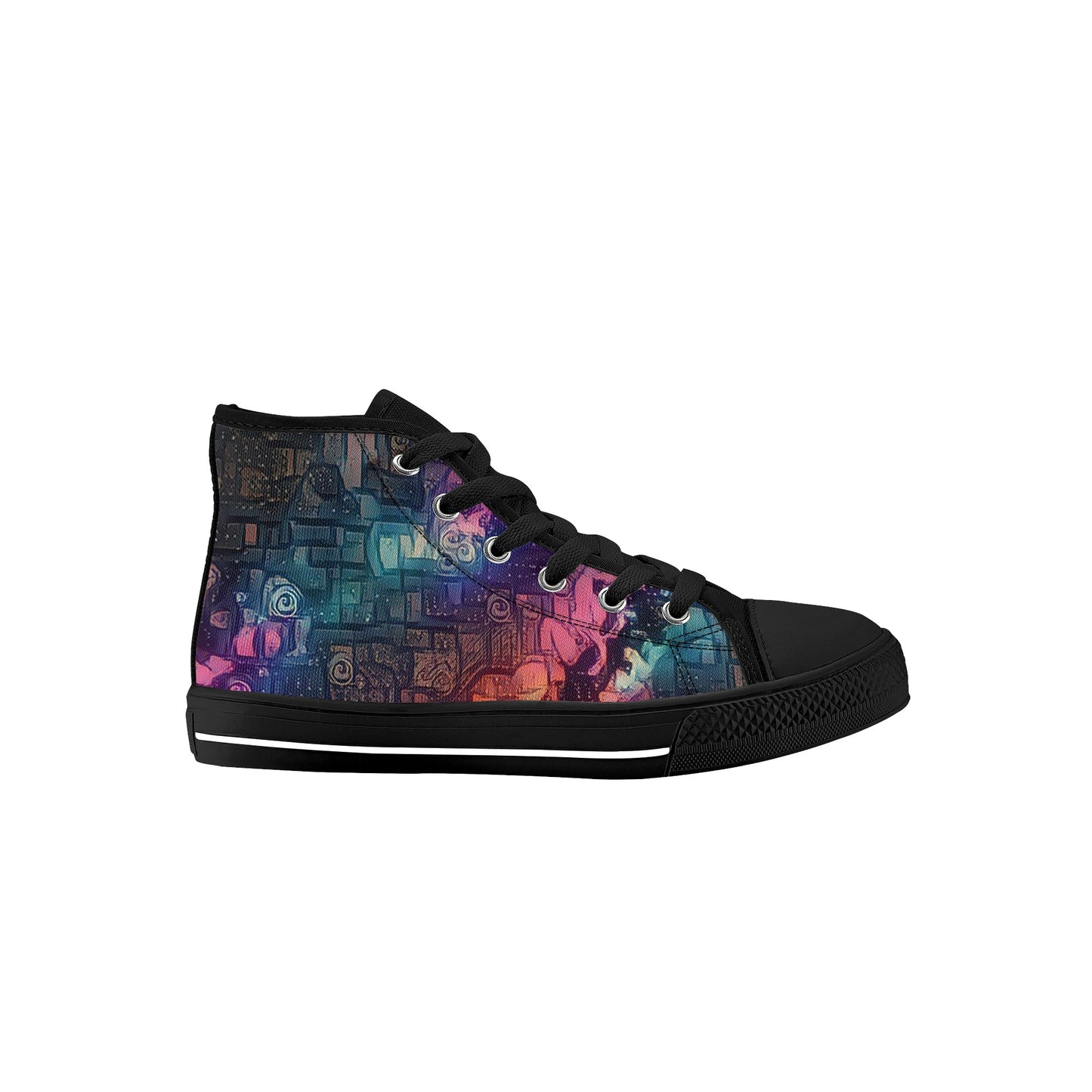 Starry Night Kids High Top Canvas Shoes