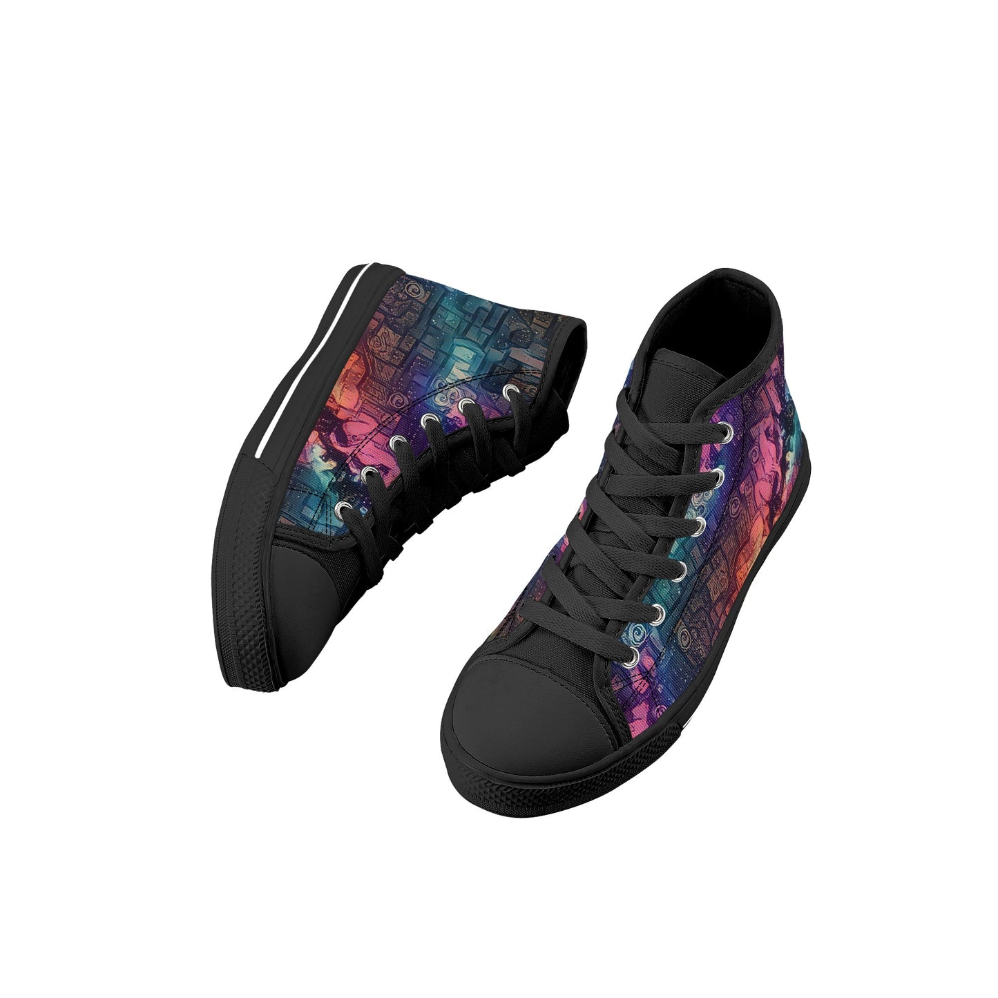 Starry Night Kids High Top Canvas Shoes