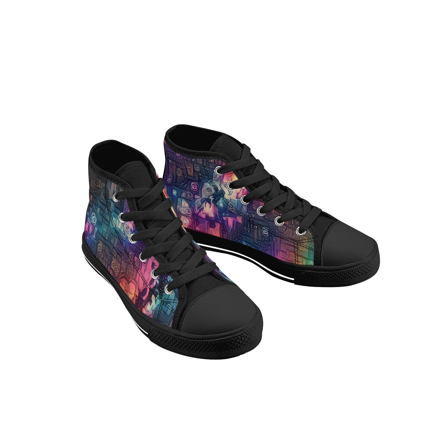 Starry Night Kids High Top Canvas Shoes